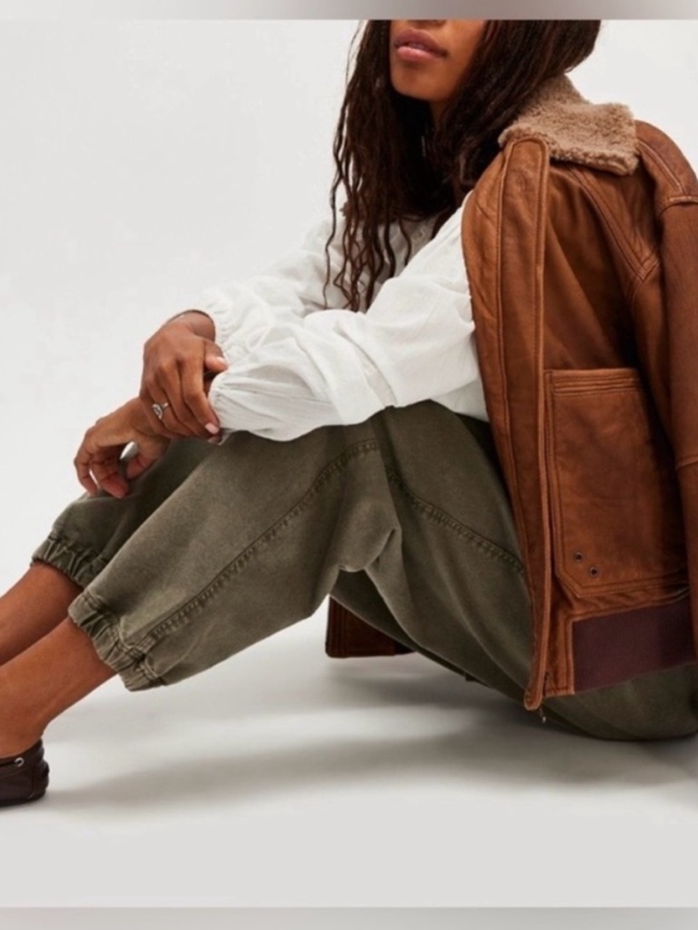 Free People River Stone Drawstring Cargo Joggers with Barrel Legs - Picture 12 of 12